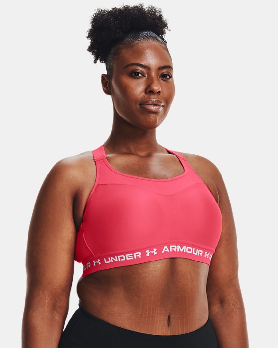 Women's Armour® High Crossback Sports Bra in Pink image number 3